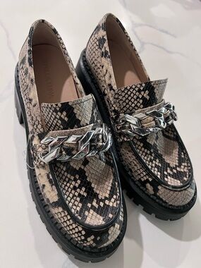 Stella Luna Snakeskin Platform Loafers EU 39 Chain Chunky Designer NWOB